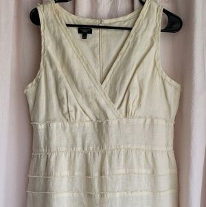 Talbots Cream Sleeveless V-Neck Sundress